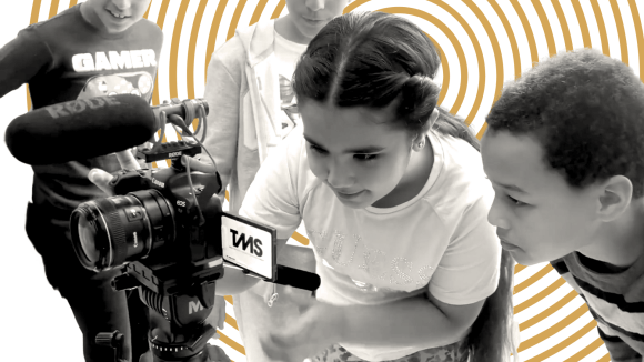 students looking at an lcd intently